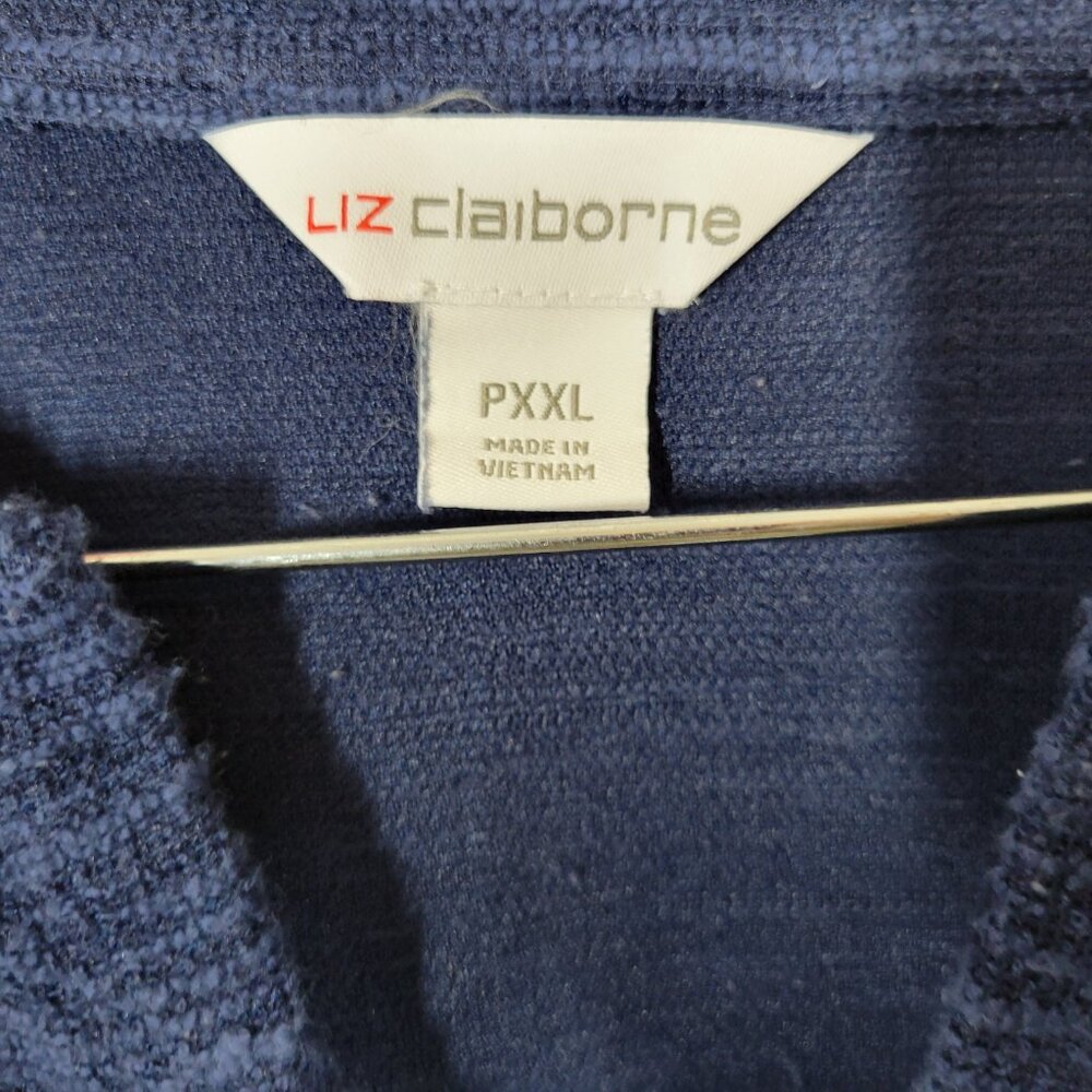 Liz Claiborne P2XL Dress Blue V-Neck Sleeveless Textured Knit Side Slit BLU76E - Picture 10 of 12